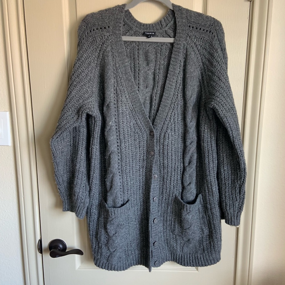 Torrid grey sweater cardigan